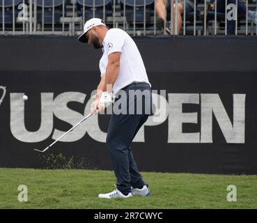 Los Angeles, United States. 14th June, 2023. Jon Rahm chips from the fringe on the 10th hole green during the practice round for the 2023 U.S. Open at the Los Angeles Country Club in Los Angeles CA on Wednesday, June 14, 2023. Photo by Mike Goulding/UPI Credit: UPI/Alamy Live News Stock Photo