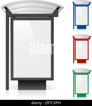 A billboard at a bus stop in different colors. Illustration on white background Stock Vector