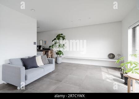 Simple modern style living room with white tone Stock Photo