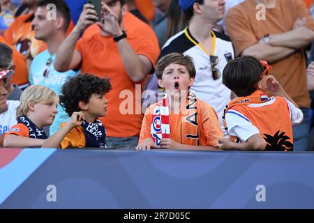 Rotterdam, Netherlands. June 14, 2023. Supporters (Netherlands) during the UEFA Nations League 2022-2023 match between Netherlands 2-4 Croatia at De Kuip Stadium on June 14, 2023 in Rotterdam, Netherlands. Credit: Maurizio Borsari/AFLO/Alamy Live News Stock Photo