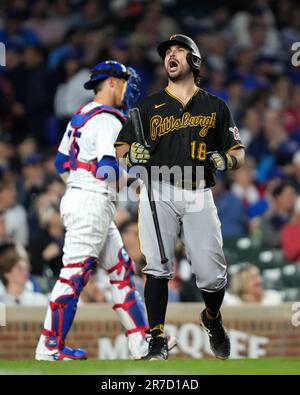 MINNEAPOLIS, MN - MAY 14: Chicago Cubs Shortstop Dansby Swanson (7)  celebrates his double during a MLB game between the Minnesota Twins and  Chicago Cubs on May 14, 2023, at Target Field