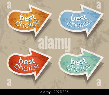 Distressed Arrows Speech bubbles set with 4 grunge colours. Shadows are transparent. Stock Vector