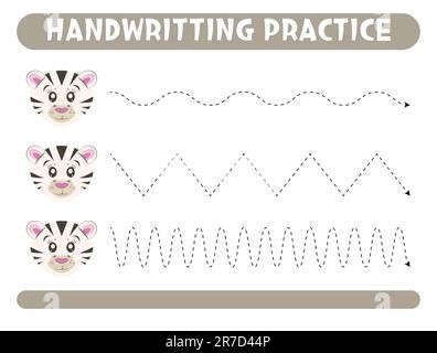 Trace and color cute zebra. Worksheet for kids . Vector illustration ...