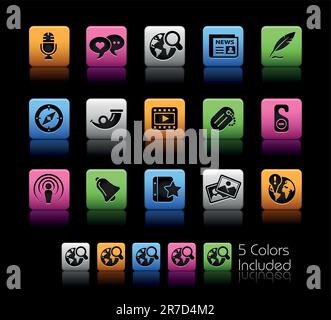 The vector file includes 5 color versions for each icon in different layers. Stock Vector