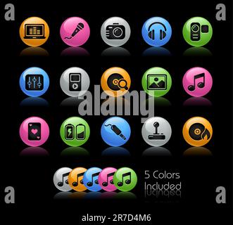 The vector file includes 5 color versions for each icon in different layers. Stock Vector