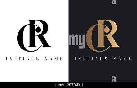 Luxury Initial RC or CR Monogram Text Letter Logo Design Stock Vector