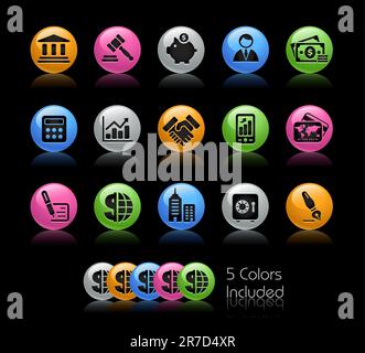The vector file includes 5 color versions for each icon in different layers. Stock Vector
