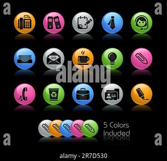 The vector file includes 5 color versions for each icon in different layers. Stock Vector