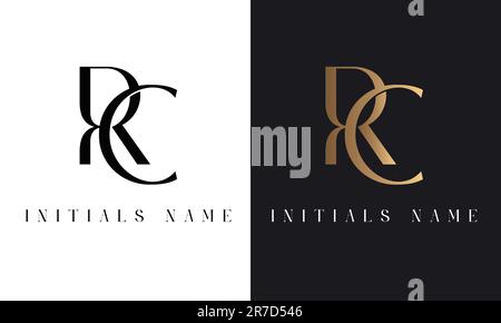 Luxury Initial RC or CR Monogram Text Letter Logo Design Stock Vector