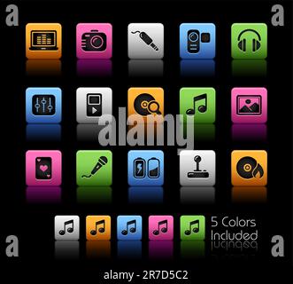 The vector file includes 5 color versions for each icon in different layers. Stock Vector