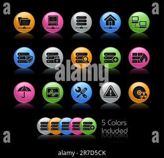 The vector file includes 5 color versions for each icon in different layers. Stock Vector