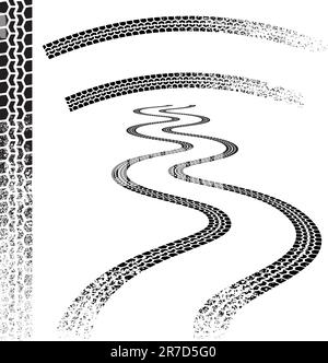Set of high quality grunge tire tracks Stock Vector