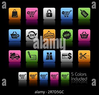 The vector file includes 5 color versions for each icon in different layers. Stock Vector