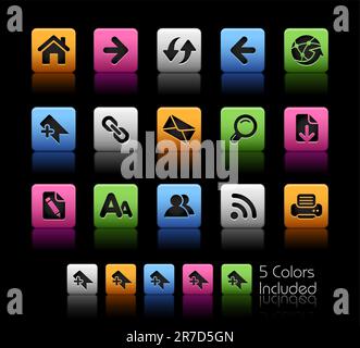 The vector file includes 5 color versions for each icon in different layers. Stock Vector
