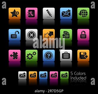 The vector file includes 5 color versions for each icon in different layers. Stock Vector
