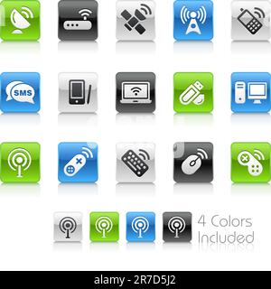 The vector file includes 4 color versions for each icon in different layers. Stock Vector