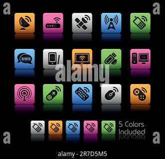 The vector file includes 5 color versions for each icon in different layers. Stock Vector