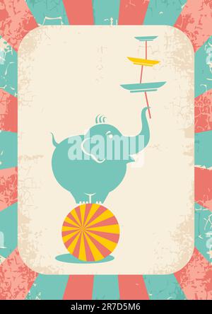 Illustration of an elephant on the ball at the circus Stock Vector