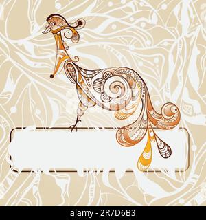 vector abstract fairy peacock holding frame for your text Stock Vector