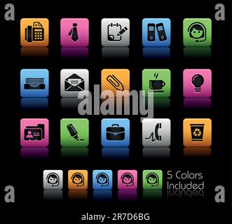 The vector file includes 5 color versions for each icon in different layers. Stock Vector
