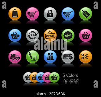 The vector file includes 5 color versions for each icon in different layers. Stock Vector