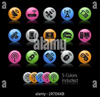 The vector file includes 5 color versions for each icon in different layers. Stock Vector