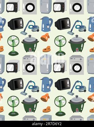 cartoon Home Appliances seamless pattern Stock Vector