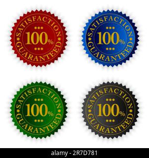 Set of Tags With Satisfaction Guaranteed Sign in Four Colors Stock Vector