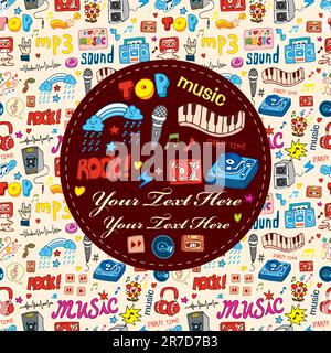 cartoon music party card Stock Vector