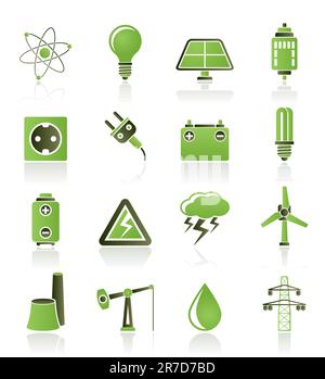 Power and electricity industry icons - vector icon set Stock Vector