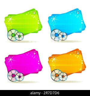 Colored backgrounds with film frames Stock Vector