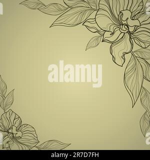 Vector vintage frame with flowers - orchid (from my big 'Frame collection') Stock Vector