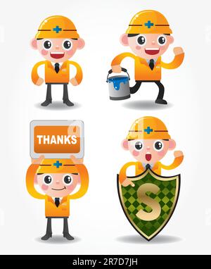 cartoon worker icon set,vector Stock Vector