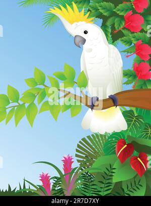 Tropical bird in the tropical forest Stock Vector