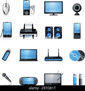 electronic icon set Stock Vector