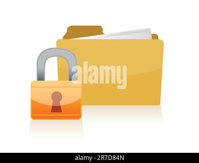 3d folder locked illustration design isolated over a white background Stock Vector