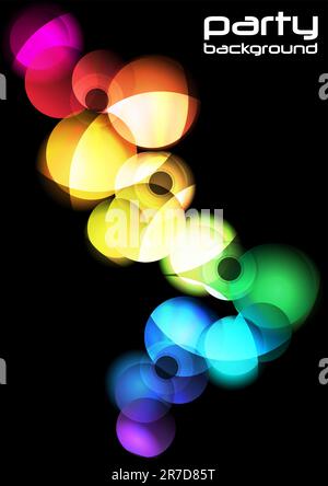 Abstract Party Background - Multicolor Bubbles and CD Compact Discs on Black Background Stock Vector