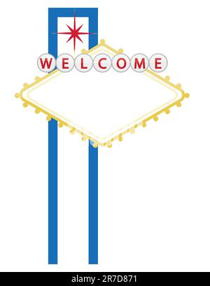 Casino or city welcome sign isolated over a white background Stock Vector
