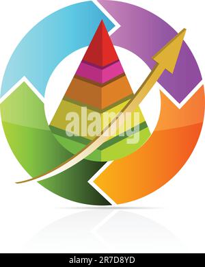 Continuous business move pyramid chart illustration design Stock Vector