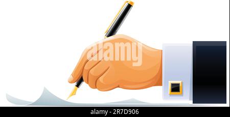 writing hand with pen vector illustration isolated on white background Stock Vector