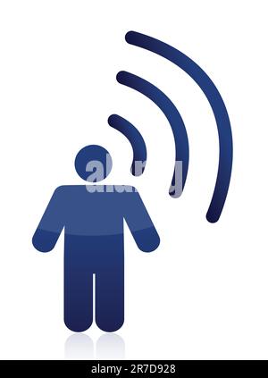 man with symbol of wifi connection, concept of the always connected. Stock Vector
