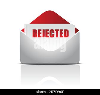 Rejected (letter)  illustration of mail envelope over white background Stock Vector