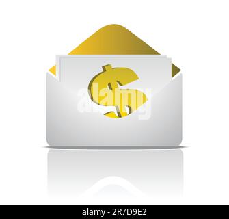 Envelope and dollar sign illustration design isolated over a white background Stock Vector