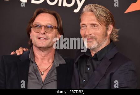 Thomas Kretschmann and Mads Mikkelsen arriving at Lucasfilm’s’ Indiana Jones and the Dial of Destiny’ U.S. premiere held at the Dolby Theatre on June 14, 2023 in Hollywood, Ca. © Lisa OConnor/AFF-USA.com Stock Photo