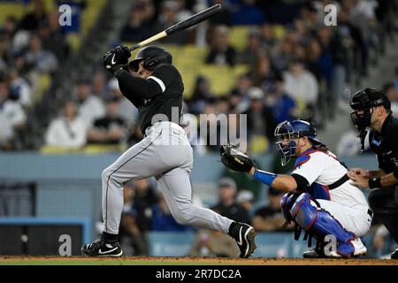 Texas Rangers center fielder Leody Taveras can't catch a double by Chicago  White Sox's Clint Frazier during the seventh inning of a baseball game  Wednesday, June 21, 2023, in Chicago. (AP Photo/Quinn