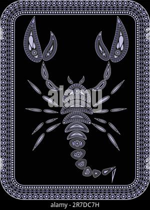 Background in a vector a scorpion in ethnic style Stock Vector