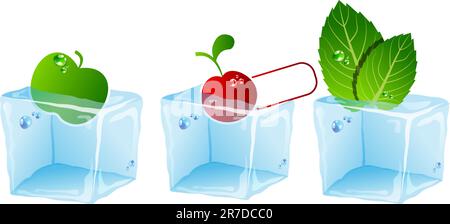 Vector picture with set of 3 ice cubes Stock Vector