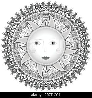 Symbol of the sun in ethnic Russian style a vector Stock Vector