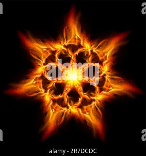 Fire flower. Illustration on black background for design Stock Vector