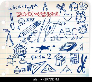 Back to school - set of school doodle illustrations Stock Vector